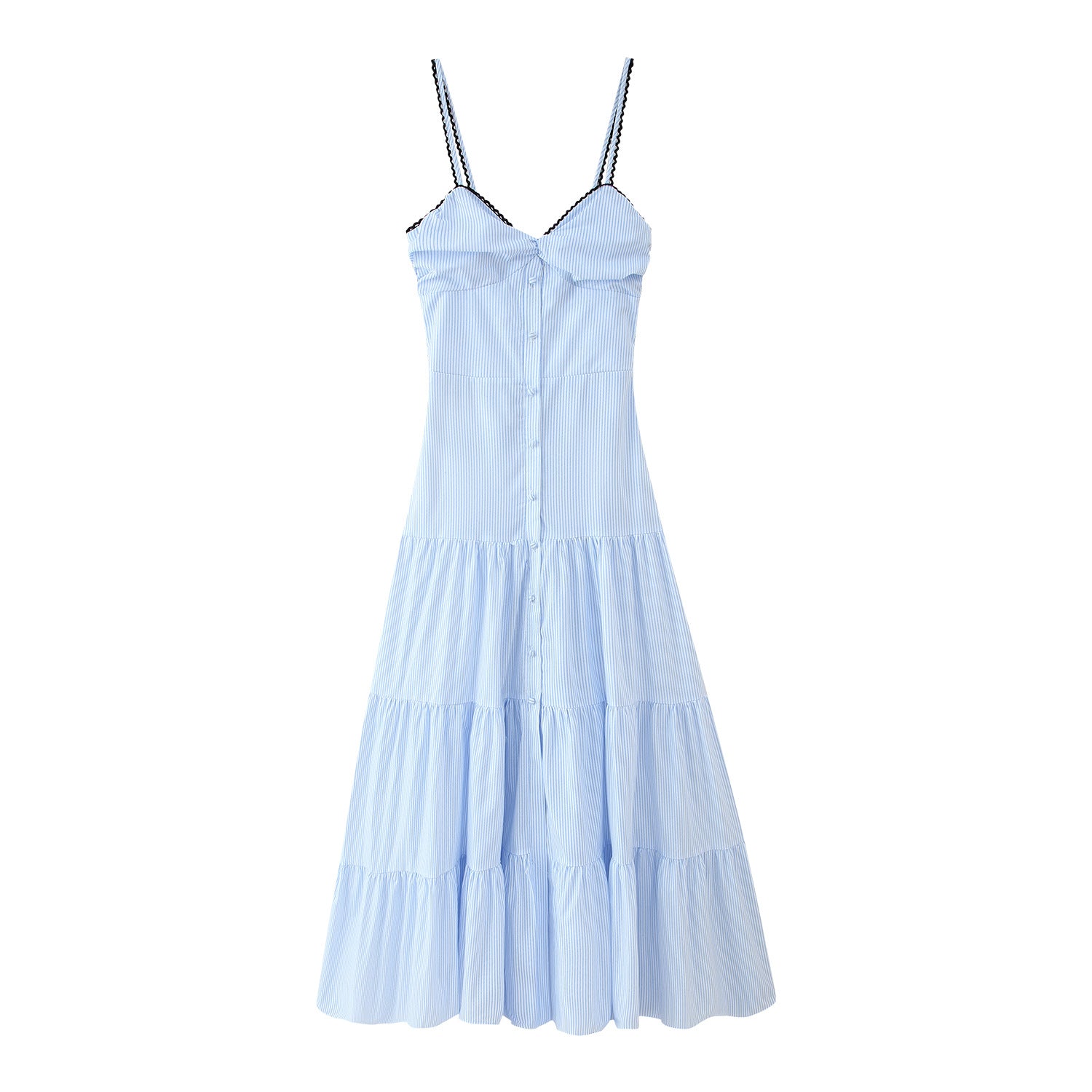 Stripes Sleeveless Sling Dress in Lightweight Chiffon