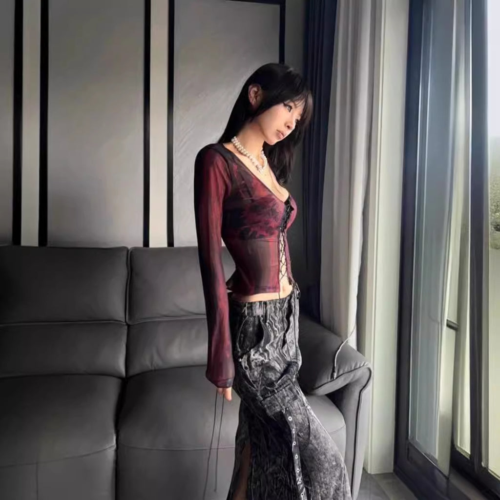 Wine Red Cardigan With Princess Sleeves Sleek Slim Fit