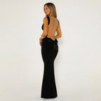 Chic Bow Backless Suspenders Sheath Dress With High Waist