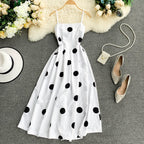 Vintage Polka Dot Summer Dress With Straps A Line