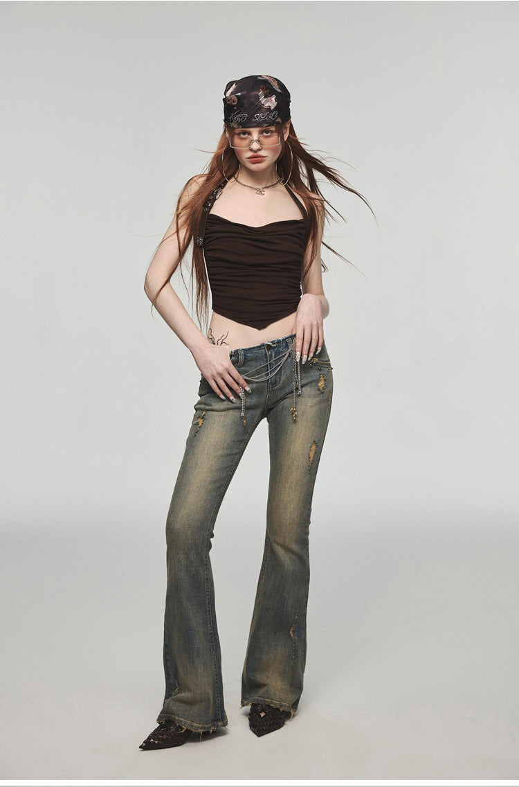 Halter Neck Irregular Cropped Top