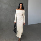 Elegant Slim-fit Sheath Stripes Knitted Dress