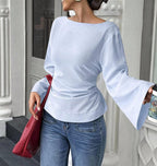Chic Flared Long Sleeve Pullover In Black Slim Fit