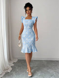 Fresh Embossed Dress With Three Dimensional Pattern Short Silhouette Sweet Knit Look