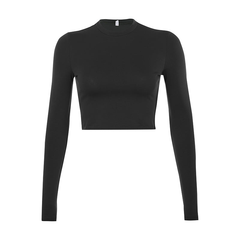 Solid Color Skinny Crop Top For Women
