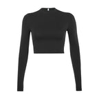 Solid Color Skinny Crop Top For Women