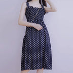 Polka Dot Midi Dress With Ruffles