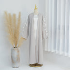 Elegant Bow Robe Maxi Dress Set With Long Sleeve Overlay