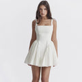 Women's Square Neck Backless Dress with Bow