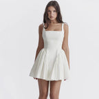 Women's Square Neck Backless Dress with Bow