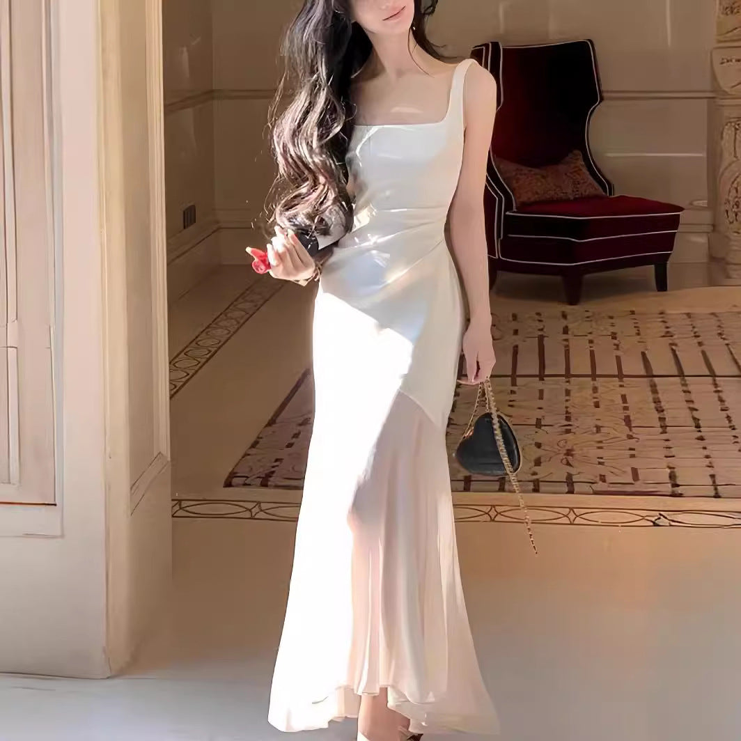 Beige Fishtail Sling Dress