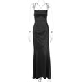 Chic Black Suspender Dress With Tied Waist Charm And Elegance