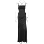 Chic Black Suspender Dress With Tied Waist Charm And Elegance