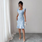 Fresh Embossed Dress With Three Dimensional Pattern Short Silhouette Sweet Knit Look