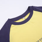 Contrasting Letter Print Raglan Top For Women In Cotton Knit Short Sleeve Style