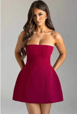 Women's Backless Slim Tube Dress  High Waist A-Line Short Dress