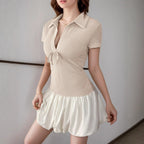 Elegant Apricot Figure Hugging Mini Dress