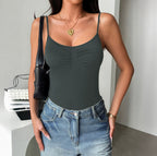 Chic Street Jumpsuit With Sleeveless Camisole Vest And High Waist