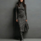 Women's Turtleneck Long Sleeve Slim Fit Bodycon Midi Dress