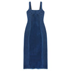 Light Blue Summer Suspender Dress With Elastic Waist For Easy Chic Everyday Wear