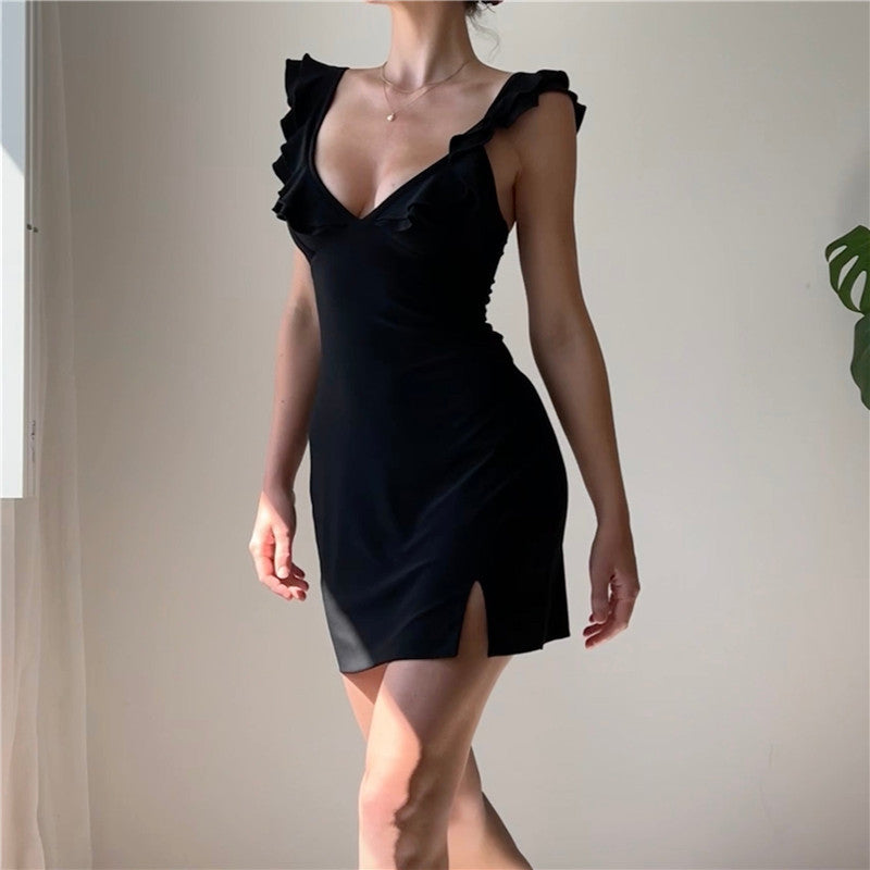 Collage Splice Dress With Short Hip Skirt