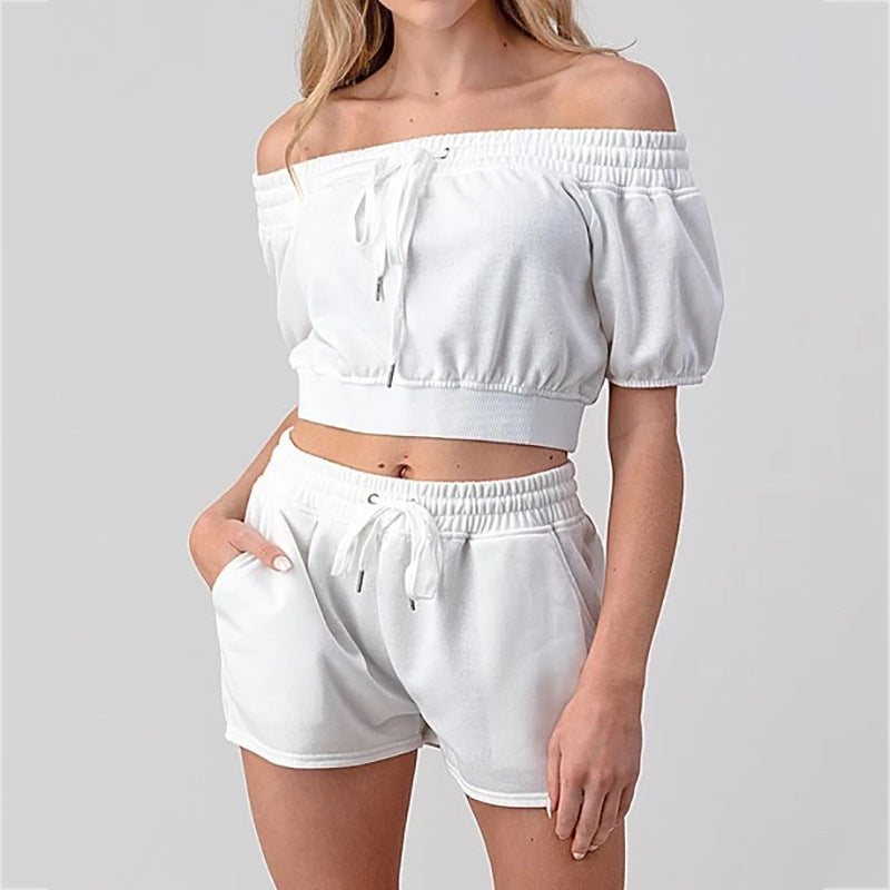 Neck Tie Top With Shorts Two Piece Set
