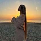 One-Shoulder Knitted Long-Sleeve Cotton Maxi Dress