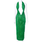 Dress In Solid Color With One Step Skirt
