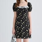 Black Floral Summer Dress With French Slit