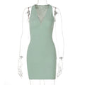 Cozy Soft Striped Knit Sleeveless Mini Dress Pink Green