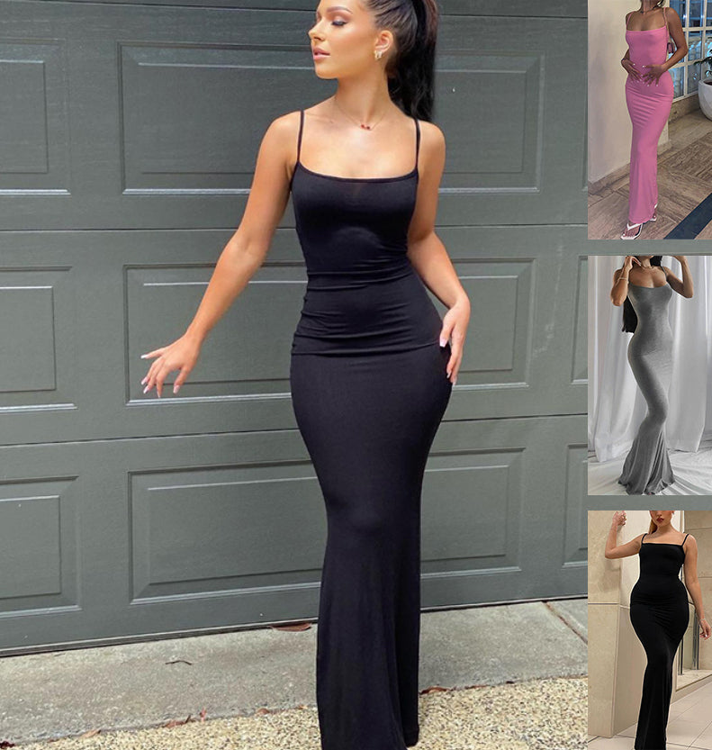 Women's Spaghetti Strap A-Line Long Dress