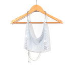 Chic Backless Rhinestone Sling Top With Midriff Cut