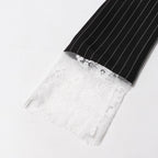 Black Striped American-style Ruffles Trim Dress