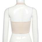 Chic Irregular Hollow Halter Vest Slim Crop Top
