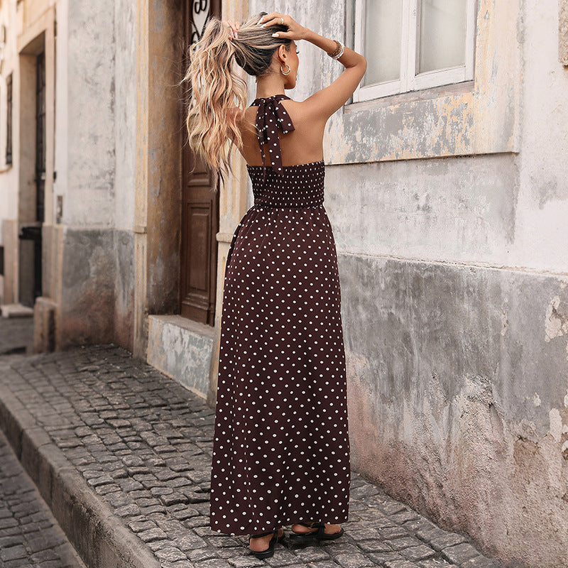 A-Line Elegant Vintage Slim V-neck Long Dress