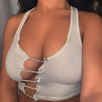 Chic Irregular Hollow Halter Vest Slim Crop Top