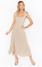 Women's Lace-up Split - Ruffled Sundress