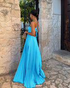 Pleated Sleeveless Sling Dress