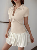 Elegant Apricot Figure Hugging Mini Dress