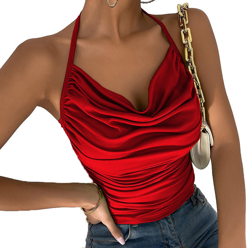 Chic V Neck Cowl Halter Camisole