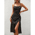 Polka Dot Print Sexy Split Long Dress