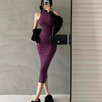 Skinny Sleeveless Dress With PVC Fabric Lightweight And Flattering