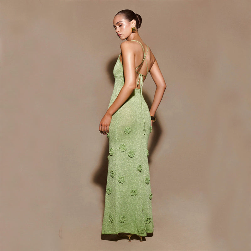 Knitted Flowers Crochet Glitter Dresses