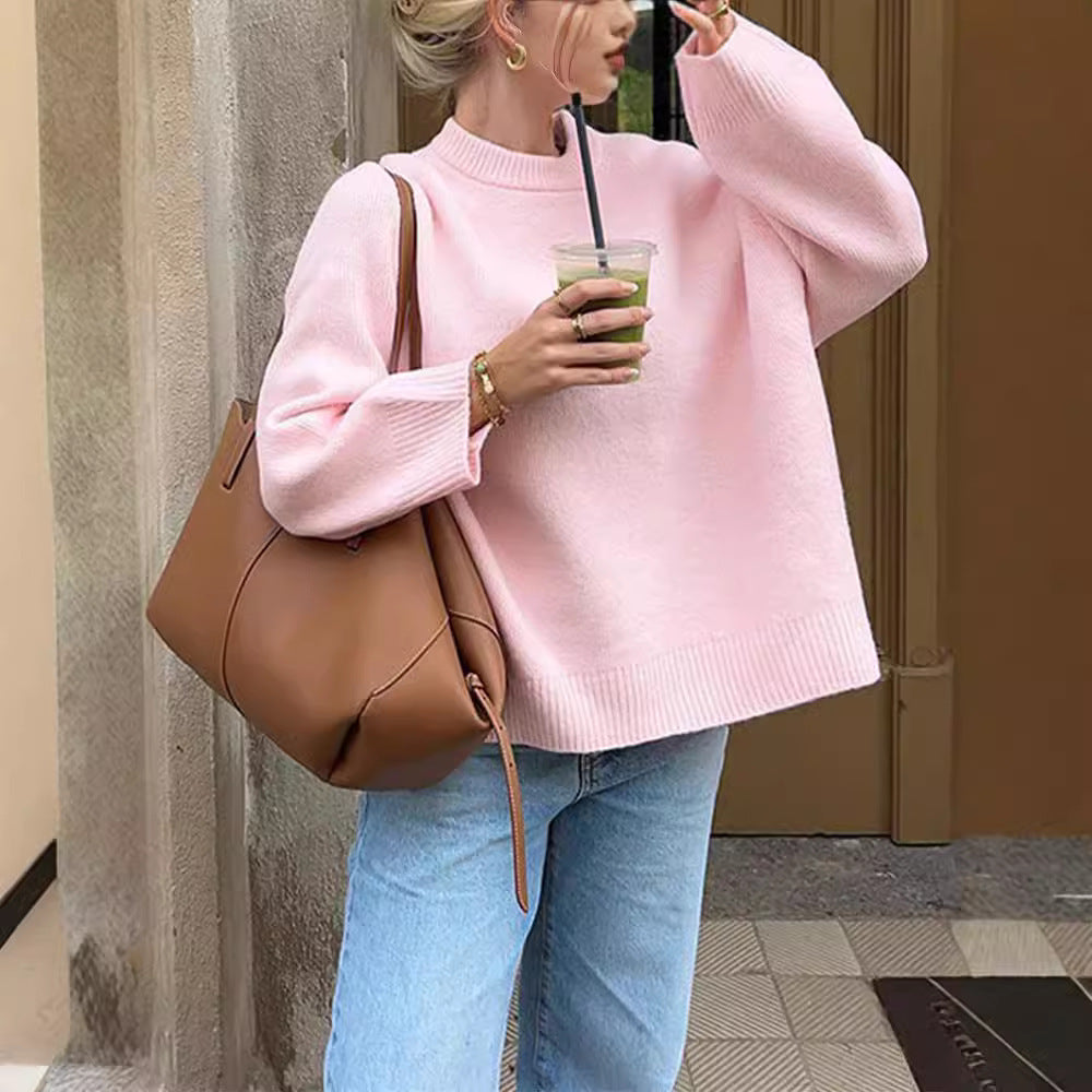 Cozy Crew Neck Pullover Sweater For Women Soft Winter Knit