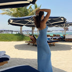 Slim Halterneck With Stars Sexy Seaside Beach Long Dress