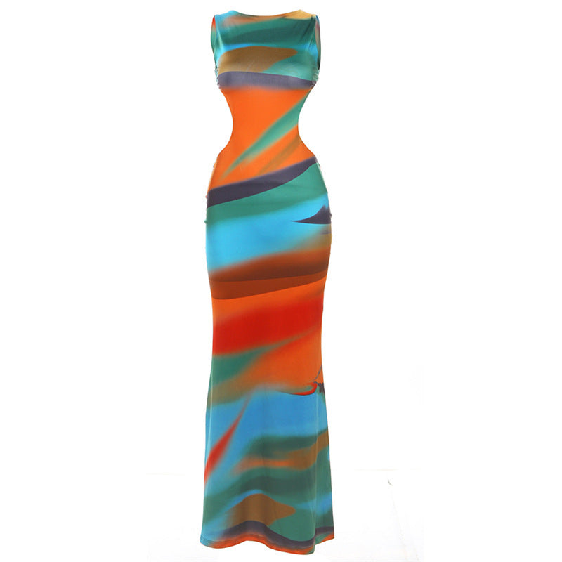 Chic Sleeveless Backless Sheath Dress For Evening Wear