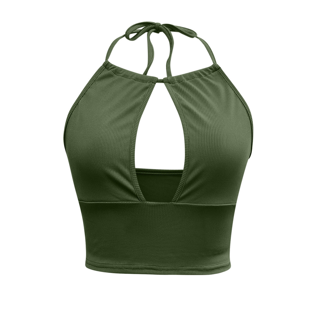 Halter Camisole Vest With Hollow Detailing Chic Summer Top