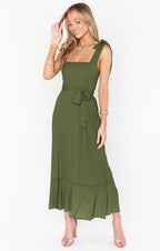Women's Lace-up Split - Ruffled Sundress