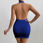 Petite Figure Flattering Bodycon Sheath Dress With Patchwork Elegant Mini Length