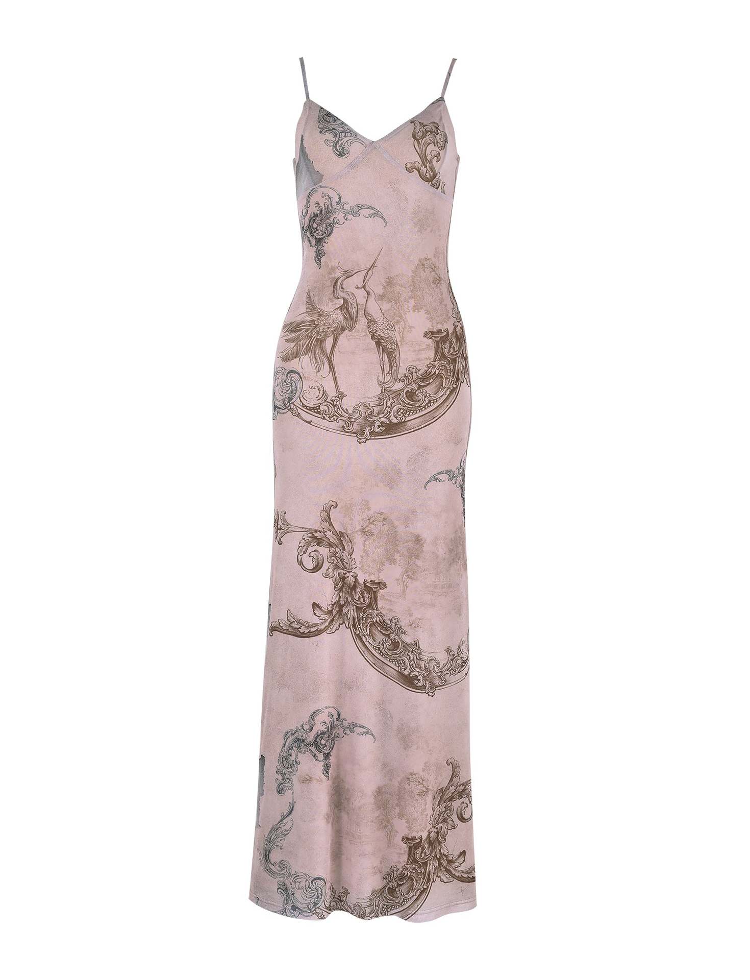 Y2K Slim Floral Print Slip Dress  Maxi